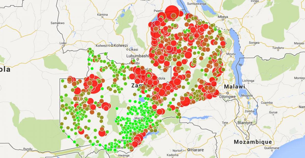 карта Малаві малярії 