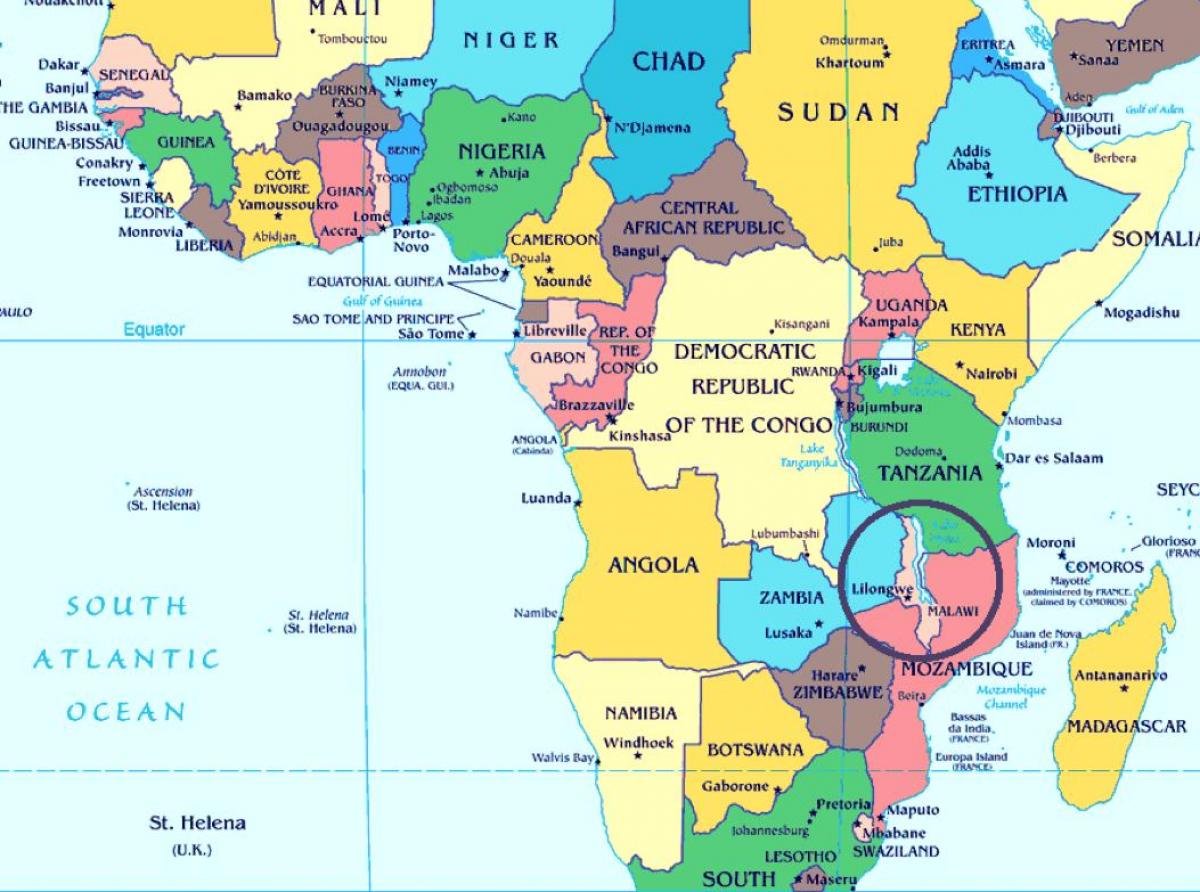 Малаві країна на карті світу