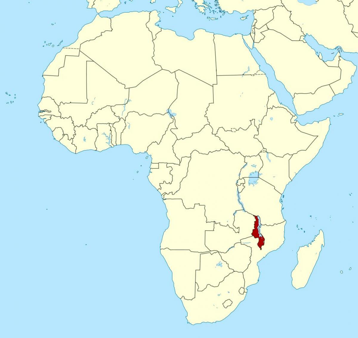 Малаві розташування на карті світу