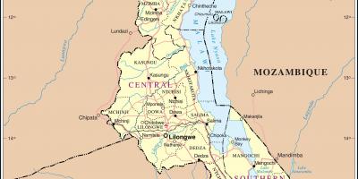 Карта Малаві із зображенням доріг