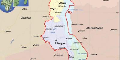 Карта Малаві політичних