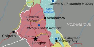 Карта озеро Малаві в Африці